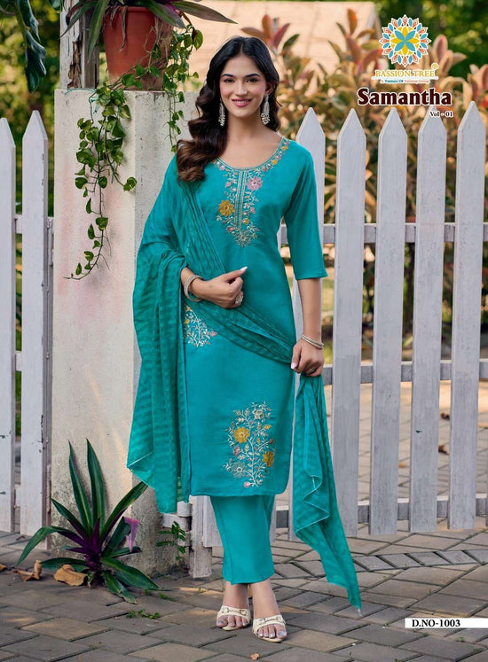 PASSION TREE SAMANTHA VOL-1 Crush Embroidered Stitched Salwar Suit