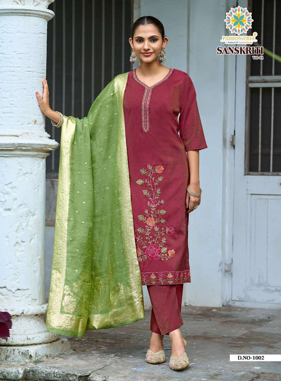 PASSION TREE SANSKRITI VOL-1 Roman Shimmer Salwar Suit Set