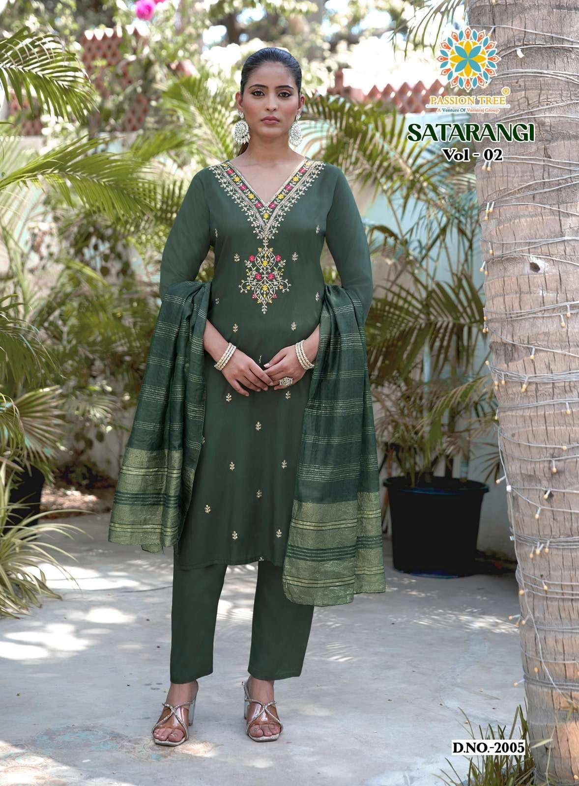 PASSION TREE SATARANGI VOL-2 Rayon Embroidered Salwar Suit Set - Amrah Wholesale