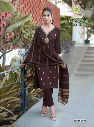 PASSION TREE SATARANGI VOL-2 Rayon Embroidered Salwar Suit Set - Amrah Wholesale