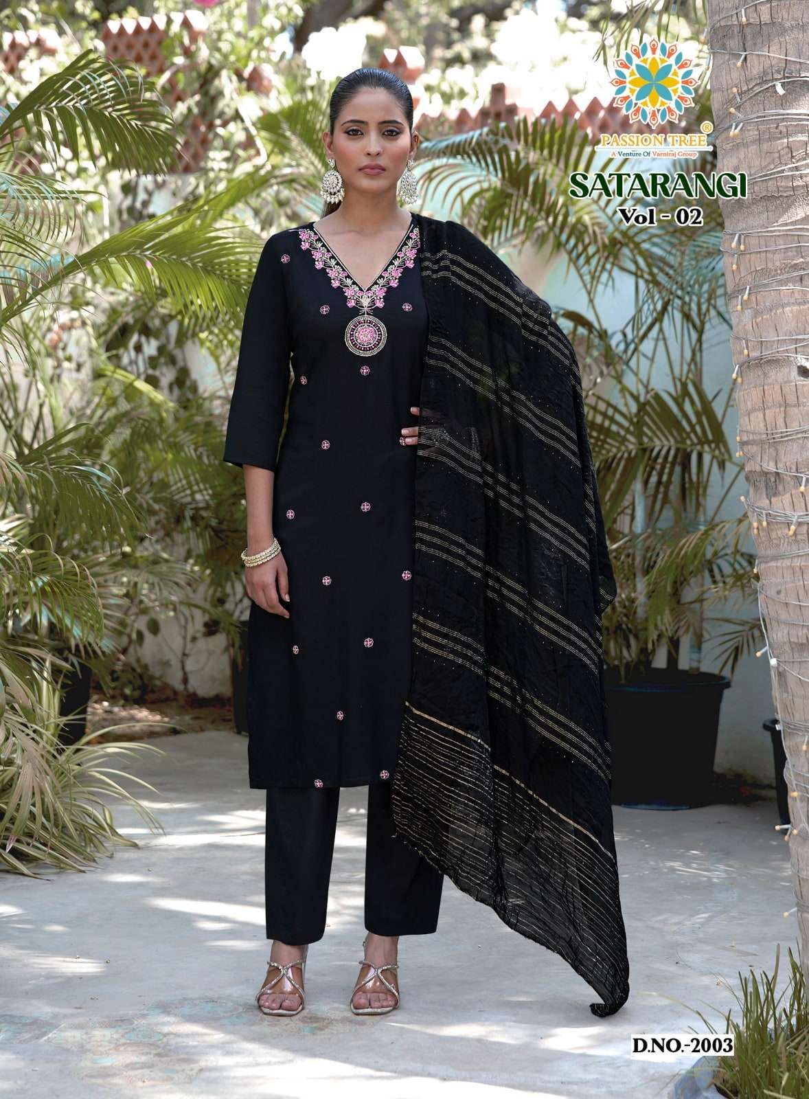 PASSION TREE SATARANGI VOL-2 Rayon Embroidered Salwar Suit Set - Amrah Wholesale