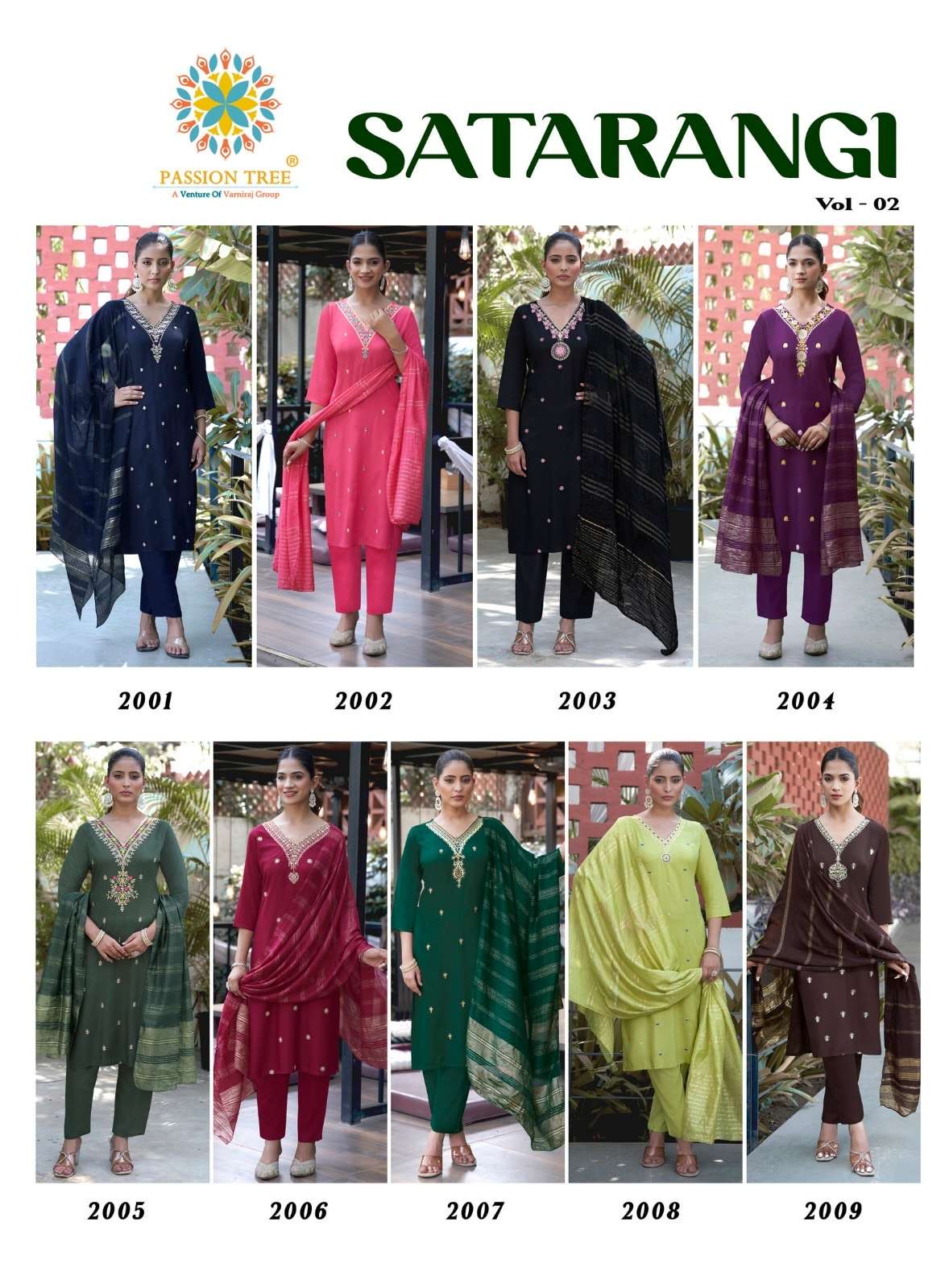 PASSION TREE SATARANGI VOL-2 Rayon Embroidered Salwar Suit Set - Amrah Wholesale