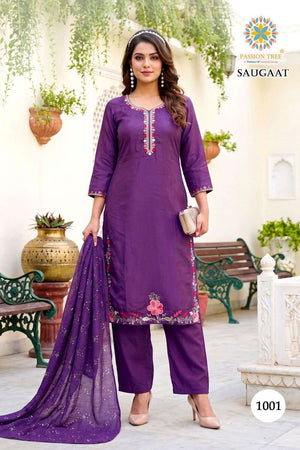 Passion Tree Saugaat Vol-1 Chanderi Embroidered Salwar Suit Set
