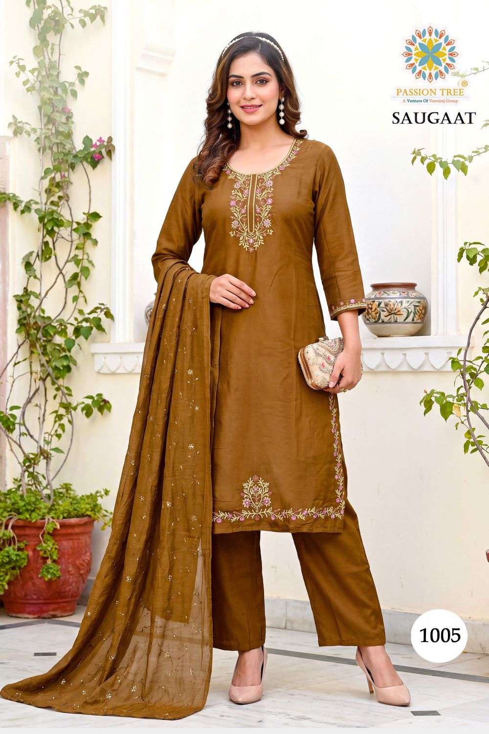Passion Tree Saugaat Vol-1 Chanderi Embroidered Salwar Suit Set