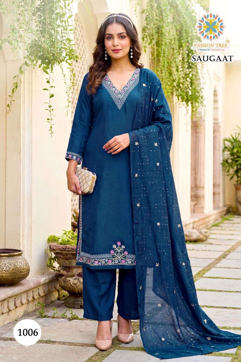 Passion Tree Saugaat Vol-1 Chanderi Embroidered Salwar Suit Set