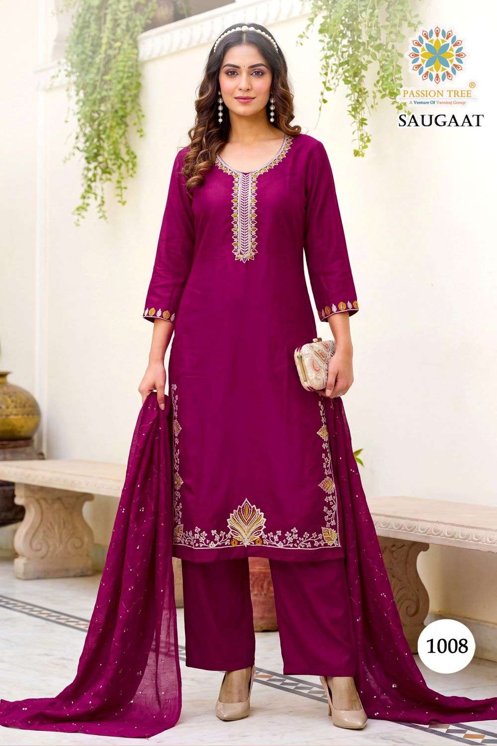 Passion Tree Saugaat Vol-1 Chanderi Embroidered Salwar Suit Set