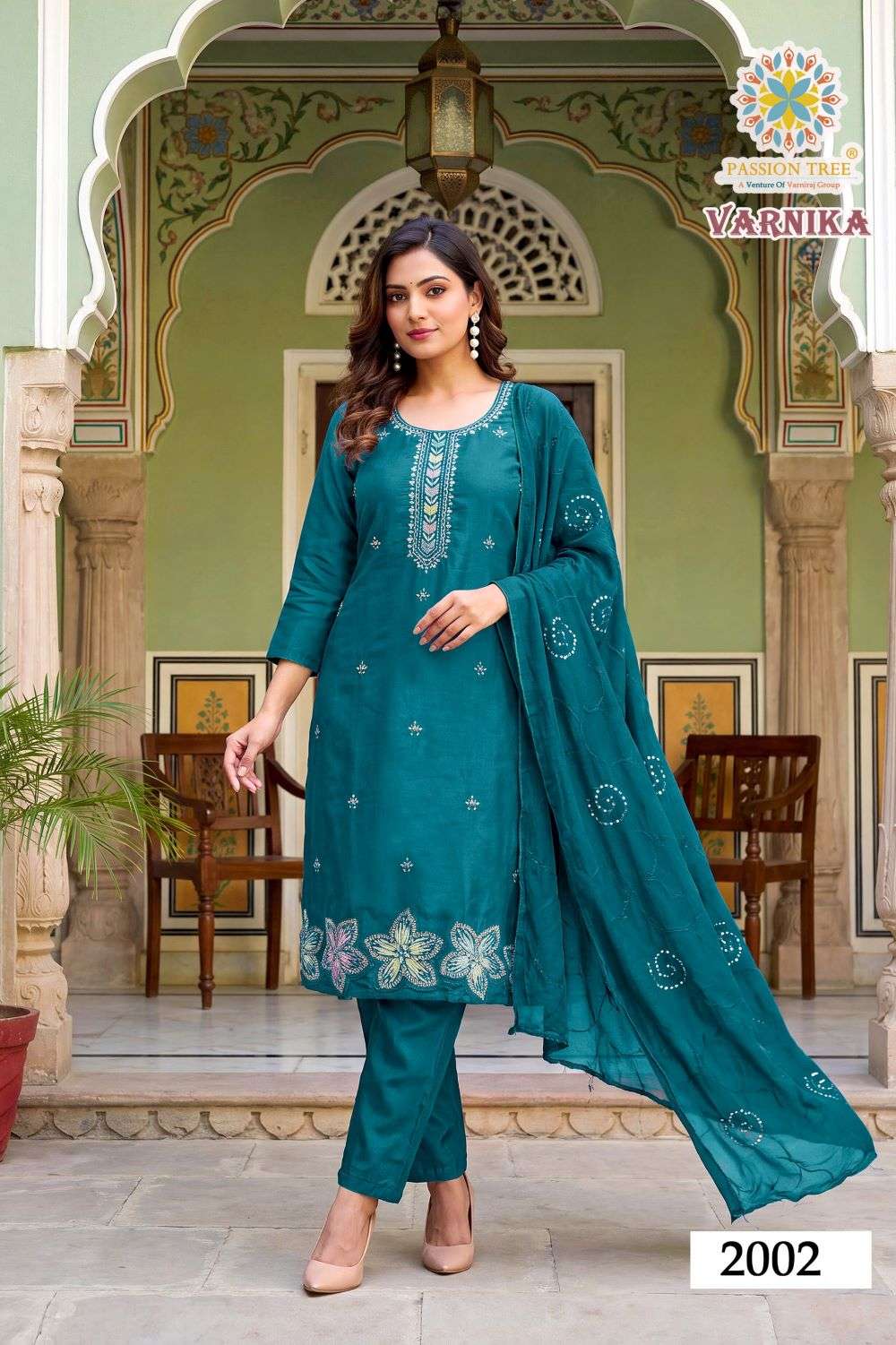 PASSION TREE VARNIKA VOL-2 Roman Silk Embroidered Readymade Salwar Suit Set