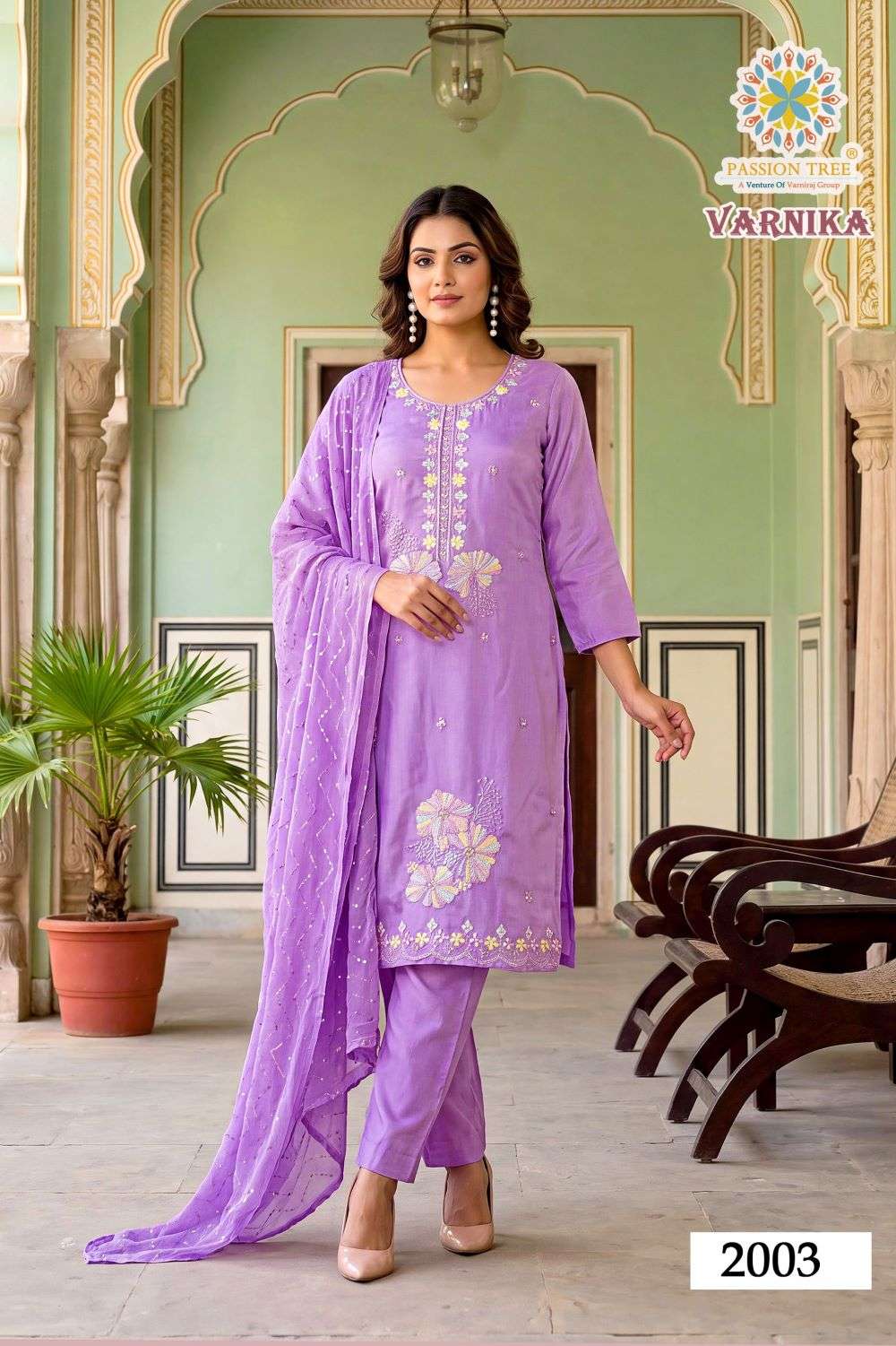 PASSION TREE VARNIKA VOL-2 Roman Silk Embroidered Readymade Salwar Suit Set