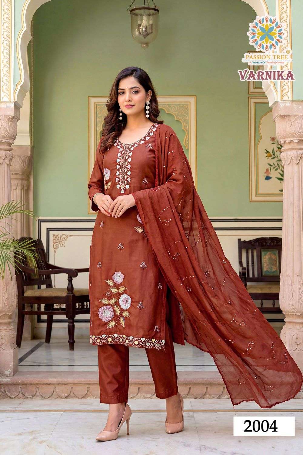 PASSION TREE VARNIKA VOL-2 Roman Silk Embroidered Readymade Salwar Suit Set