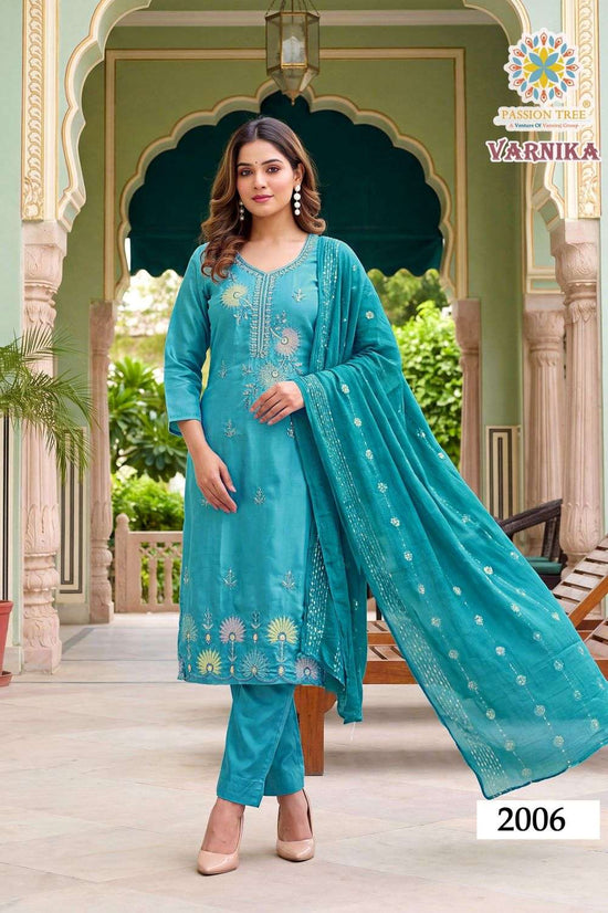 PASSION TREE VARNIKA VOL-2 Roman Silk Embroidered Readymade Salwar Suit Set