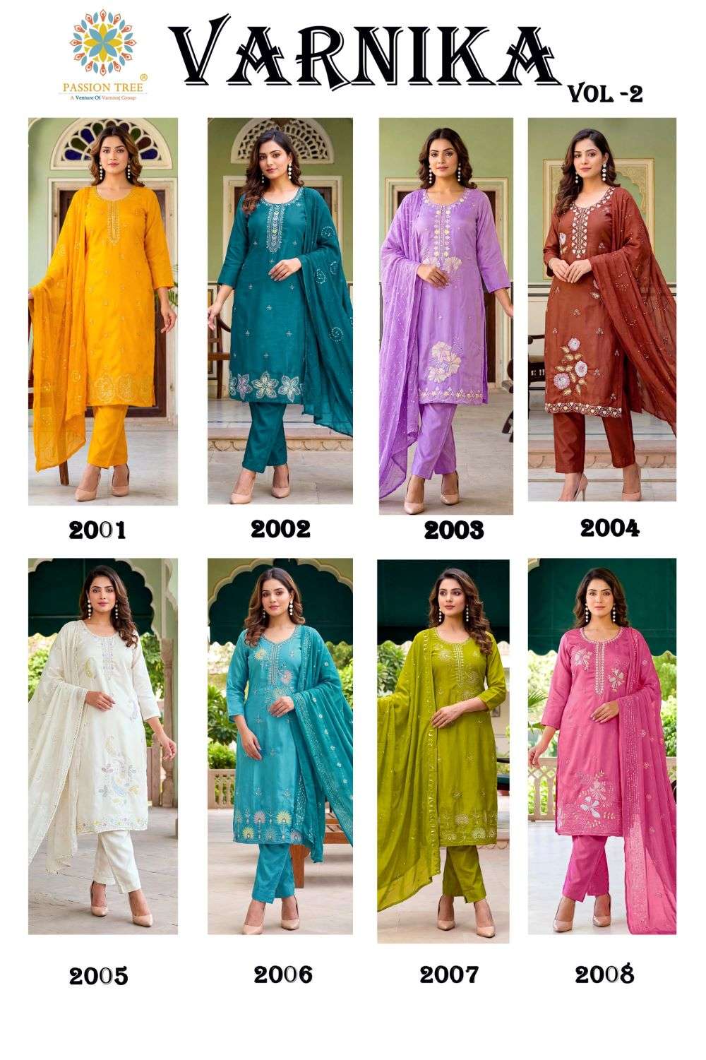 PASSION TREE VARNIKA VOL-2 Roman Silk Embroidered Readymade Salwar Suit Set