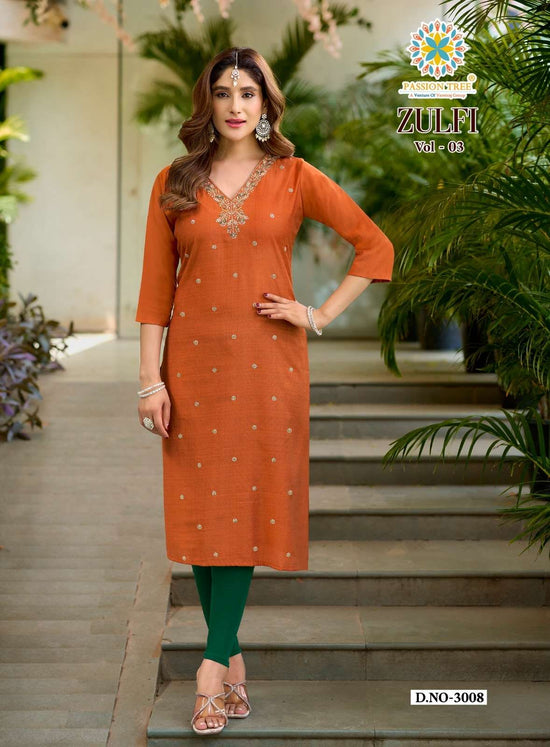 PASSION TREE ZULFI VOL-3 Vatican Stitched Kurti Set - Amrah Wholesale