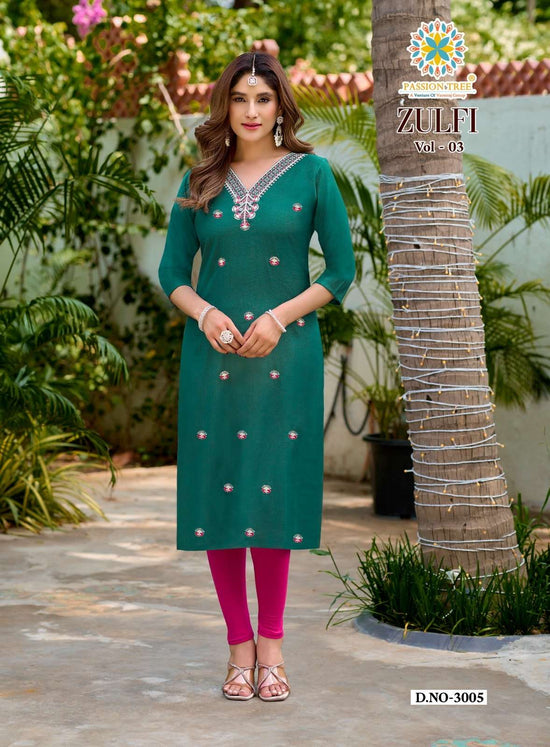 PASSION TREE ZULFI VOL-3 Vatican Stitched Kurti Set - Amrah Wholesale