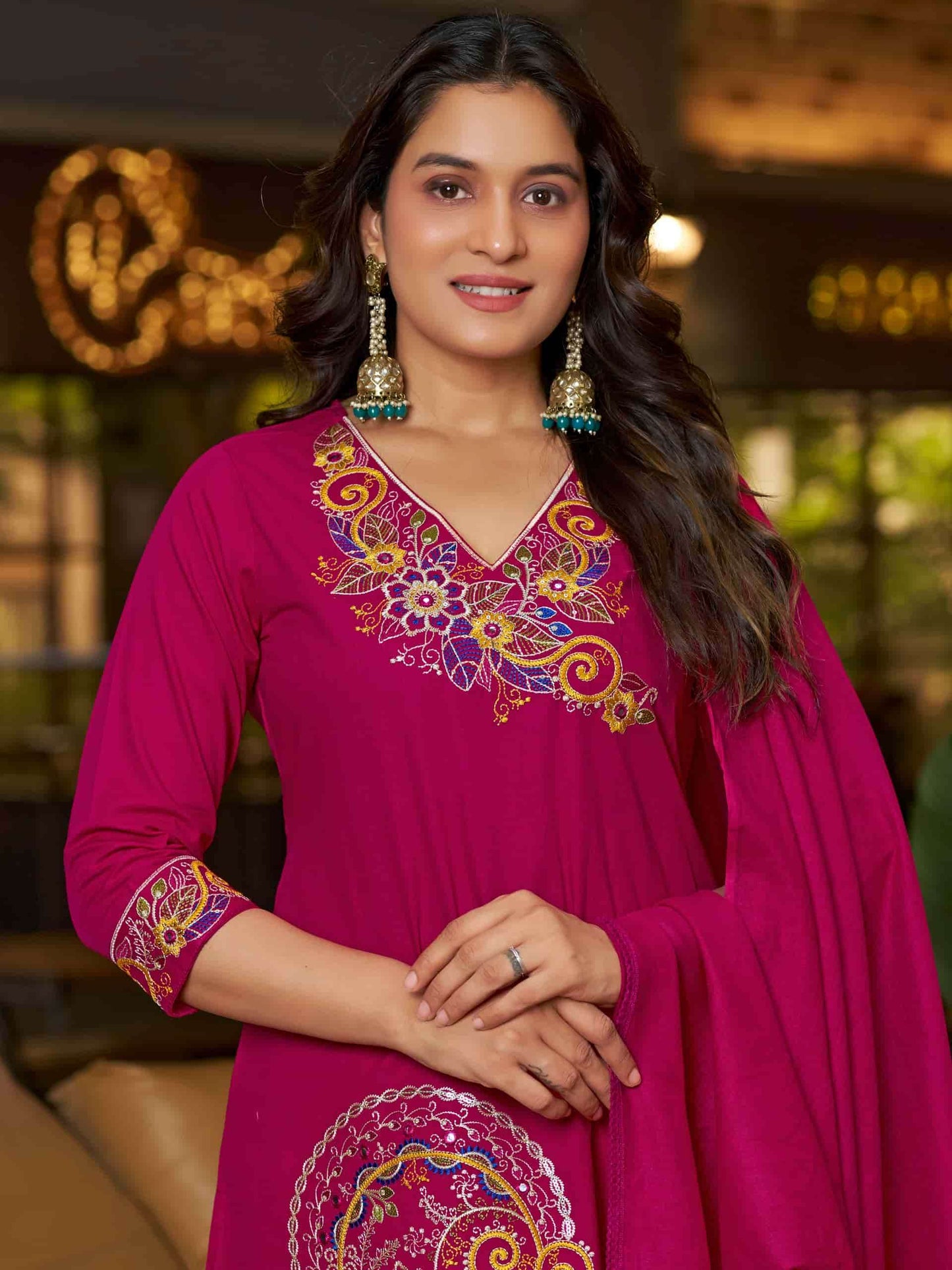 Pirohi Mahek Pure Cotton Embroidered Kurti Pant Dupatta Set