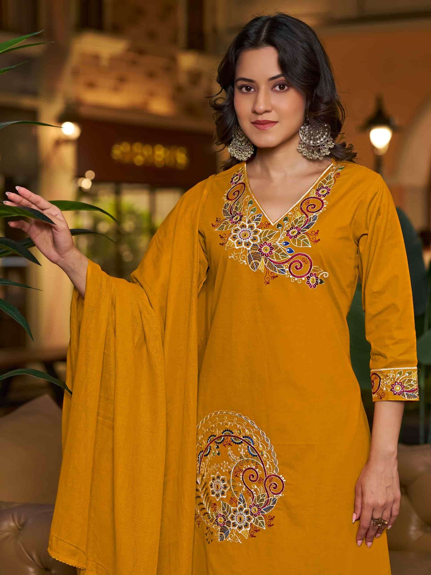 Pirohi Mahek Pure Cotton Embroidered Kurti Pant Dupatta Set
