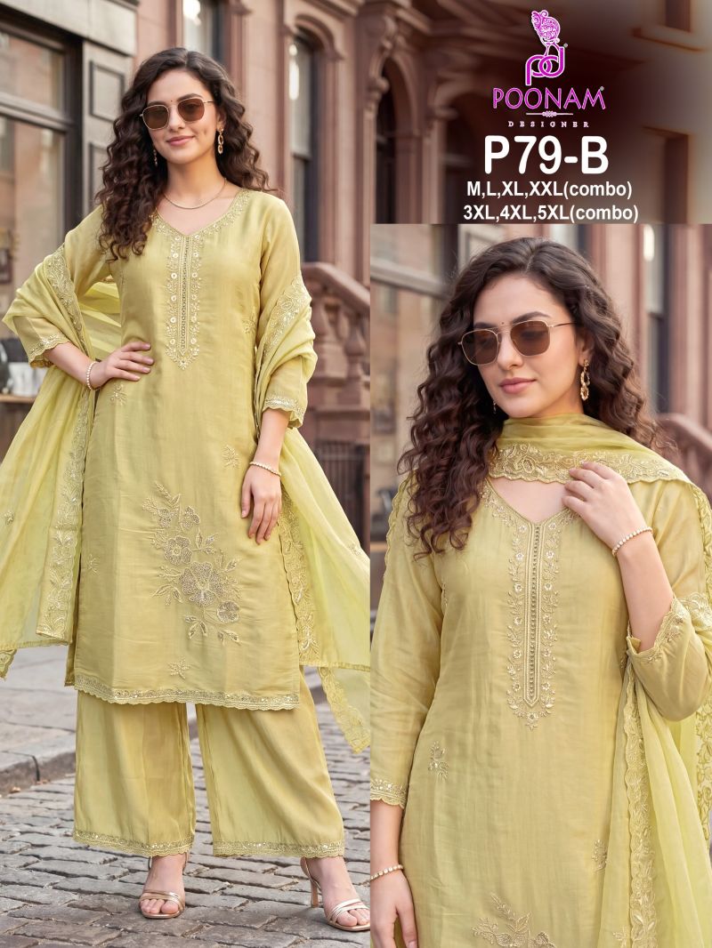 Poonam Designer P 79 Pure Mul Chanderi Dresses