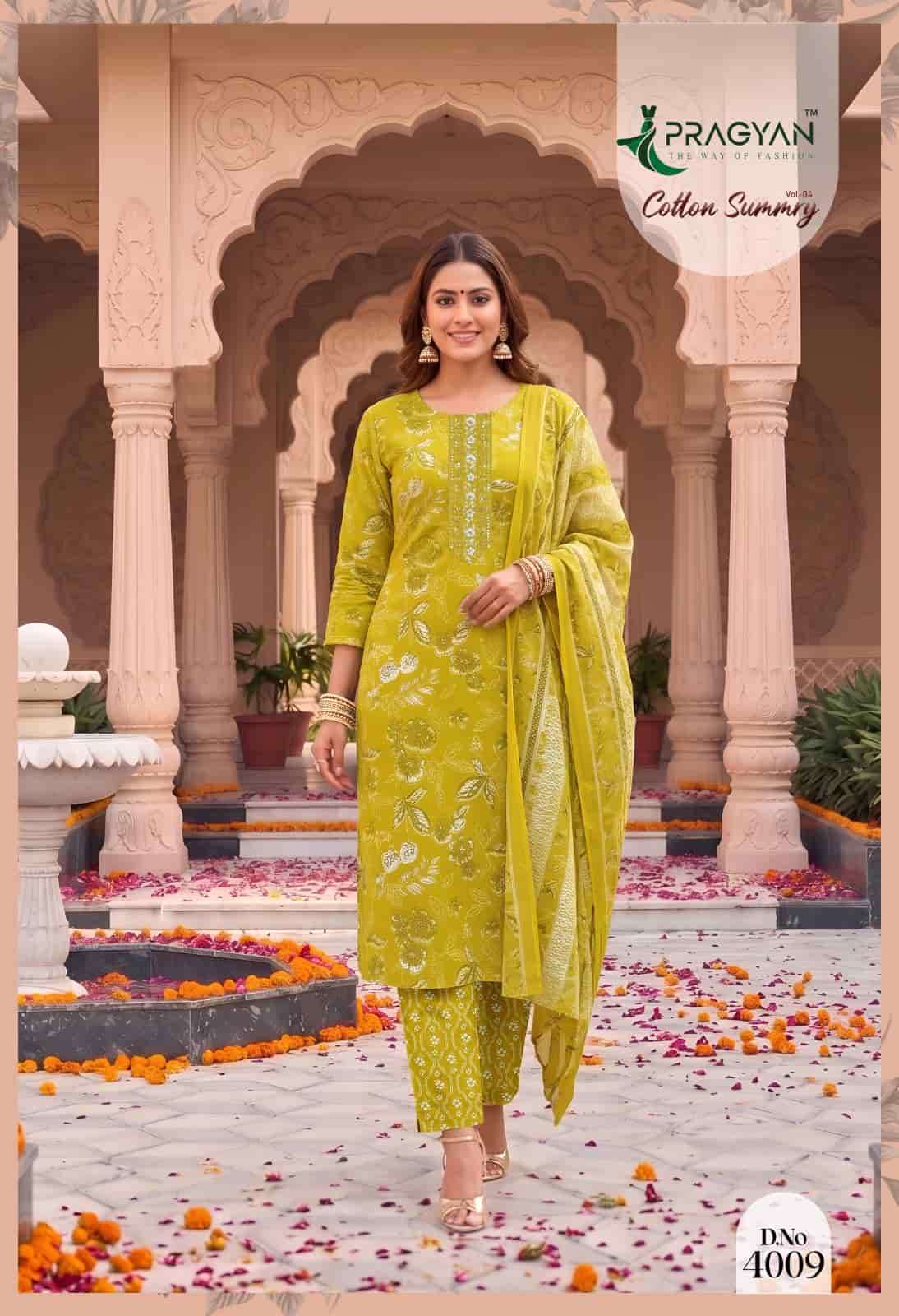 Pragyan Cotton Summry Vol 4 Printed Kurti Pant Dupatta Set - Amrah Wholesale