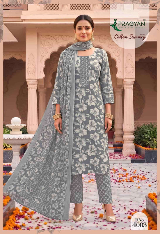 Pragyan Cotton Summry Vol 4 Printed Kurti Pant Dupatta Set - Amrah Wholesale