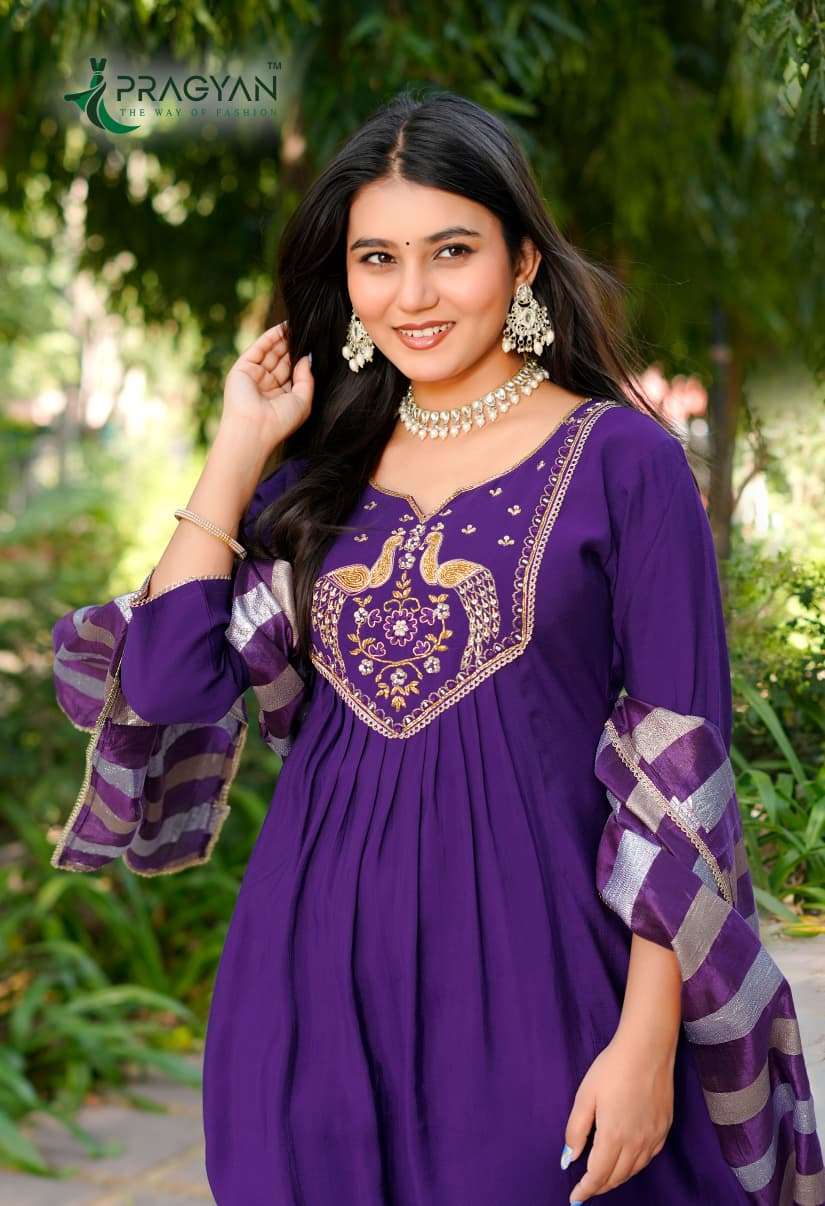 Pragyan Darpan Vol 1 Premium Viscose Silk Kurti Pant Dupatta Set