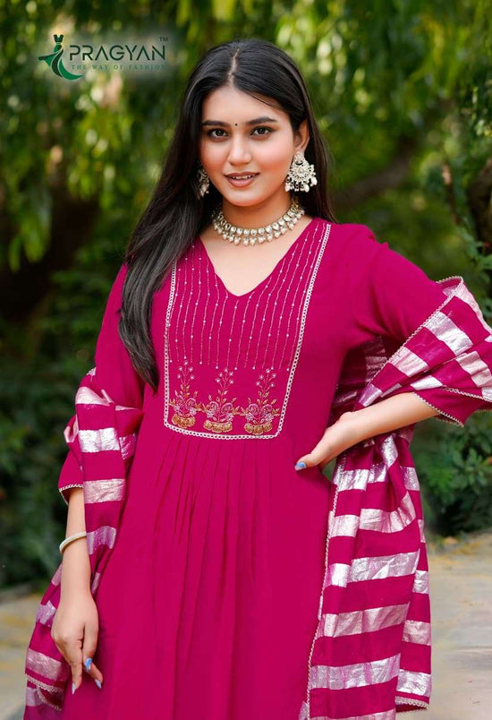 Pragyan Darpan Vol 1 Premium Viscose Silk Kurti Pant Dupatta Set
