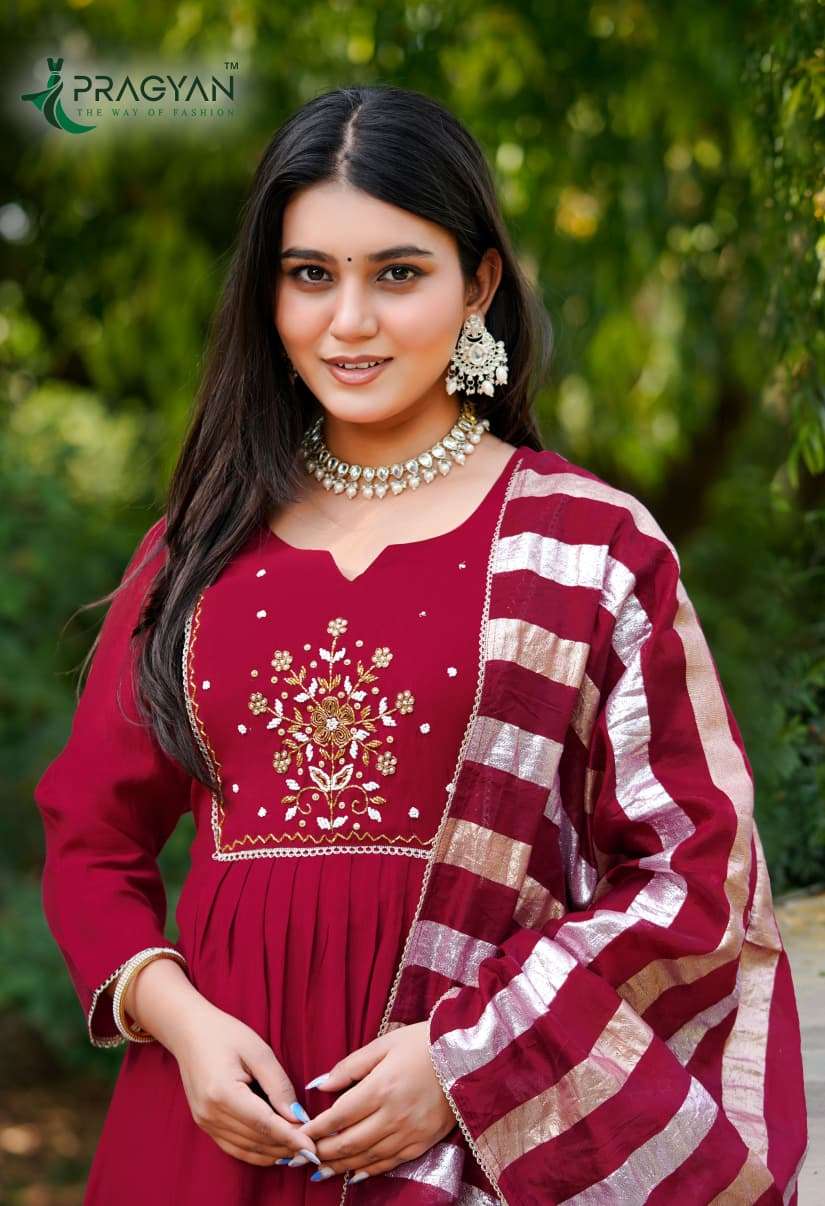 Pragyan Darpan Vol 1 Premium Viscose Silk Kurti Pant Dupatta Set