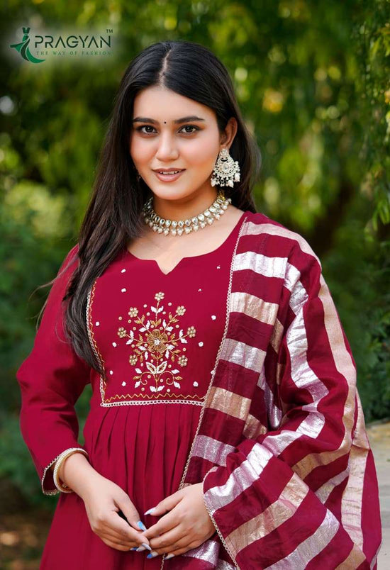 Pragyan Darpan Vol 1 Premium Viscose Silk Kurti Pant Dupatta Set