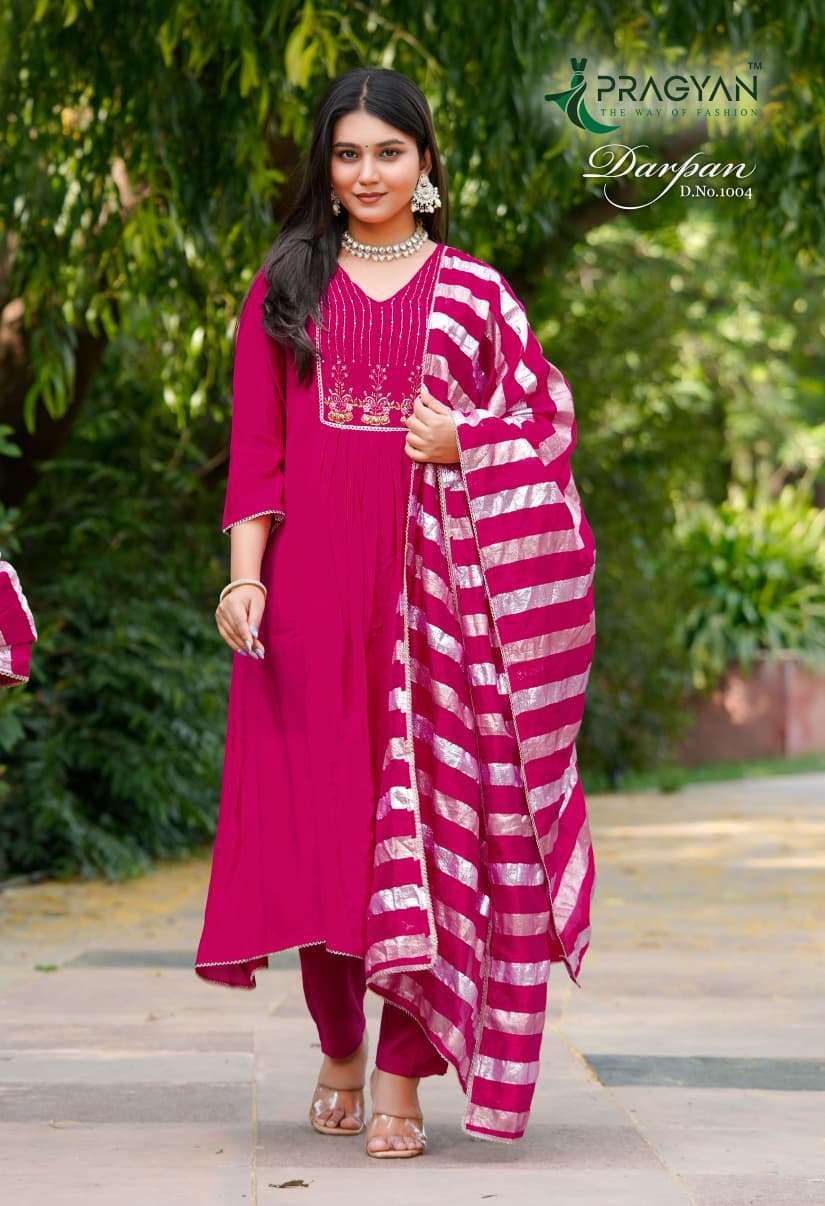 Pragyan Darpan Vol 1 Premium Viscose Silk Kurti Pant Dupatta Set