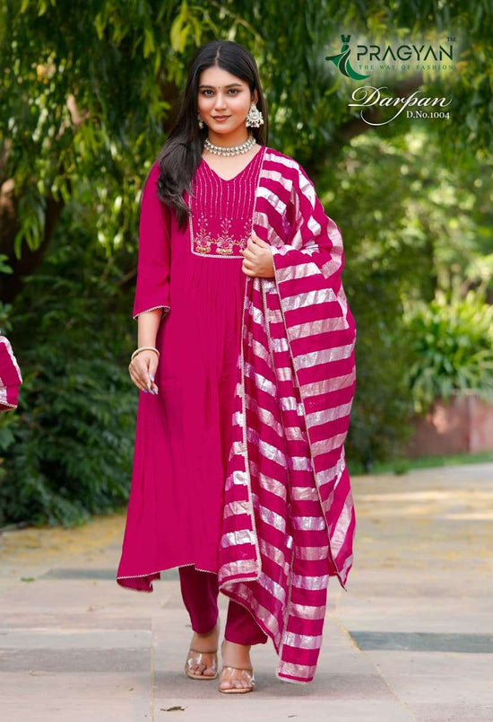 Pragyan Darpan Vol 1 Premium Viscose Silk Kurti Pant Dupatta Set