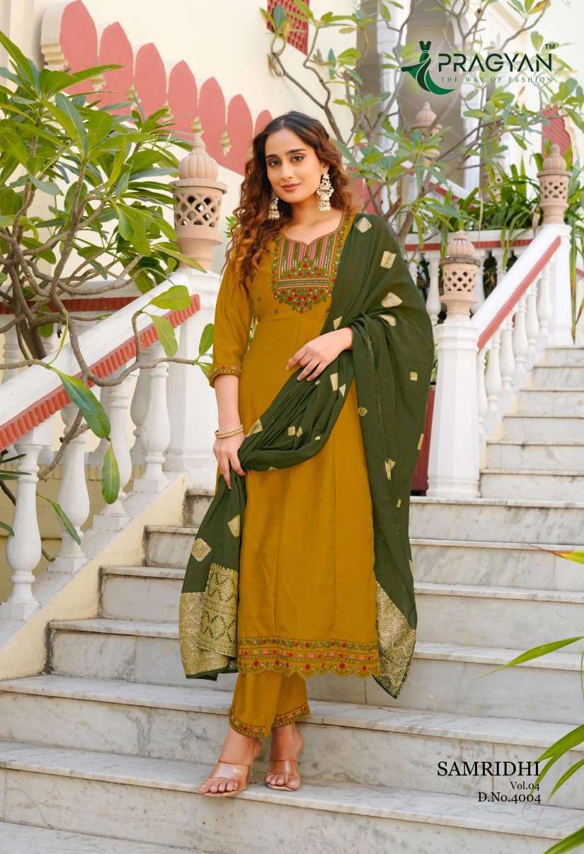 Pragyan Samridhi Vol 4 Premium Vichitra Kurti Pant Dupatta Set