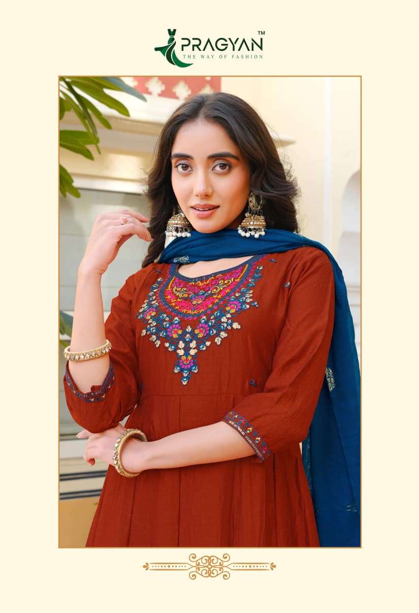 Pragyan Samridhi Vol 4 Premium Vichitra Kurti Pant Dupatta Set