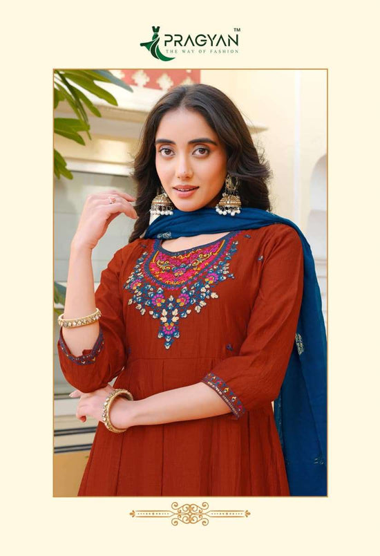 Pragyan Samridhi Vol 4 Premium Vichitra Kurti Pant Dupatta Set