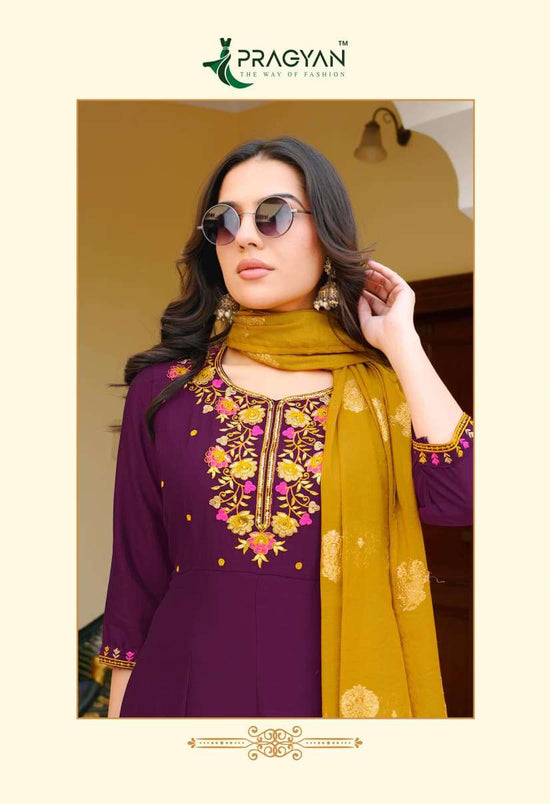 Pragyan Samridhi Vol 4 Premium Vichitra Kurti Pant Dupatta Set