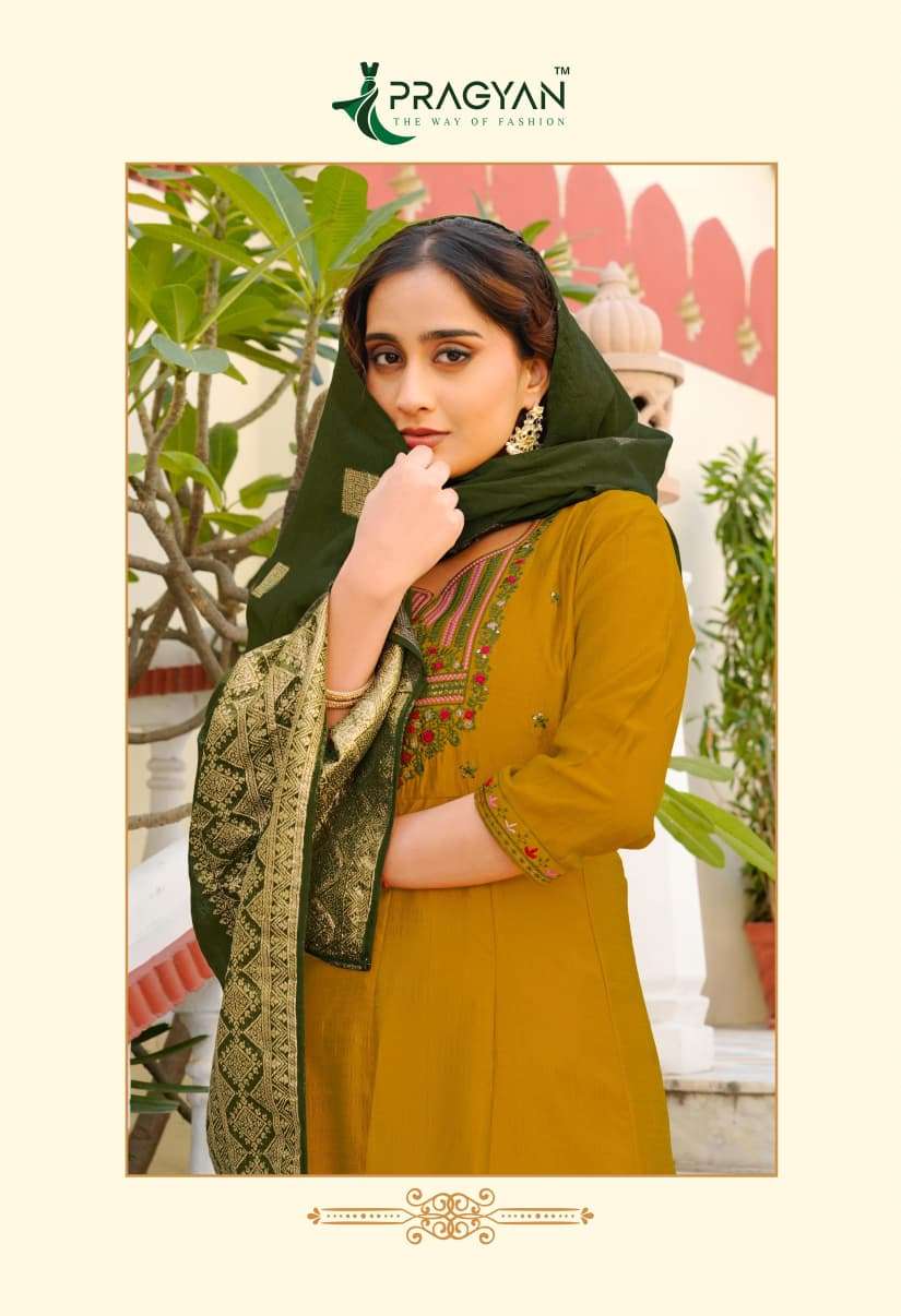 Pragyan Samridhi Vol 4 Premium Vichitra Kurti Pant Dupatta Set
