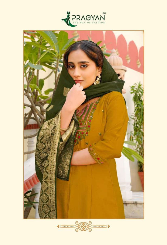Pragyan Samridhi Vol 4 Premium Vichitra Kurti Pant Dupatta Set
