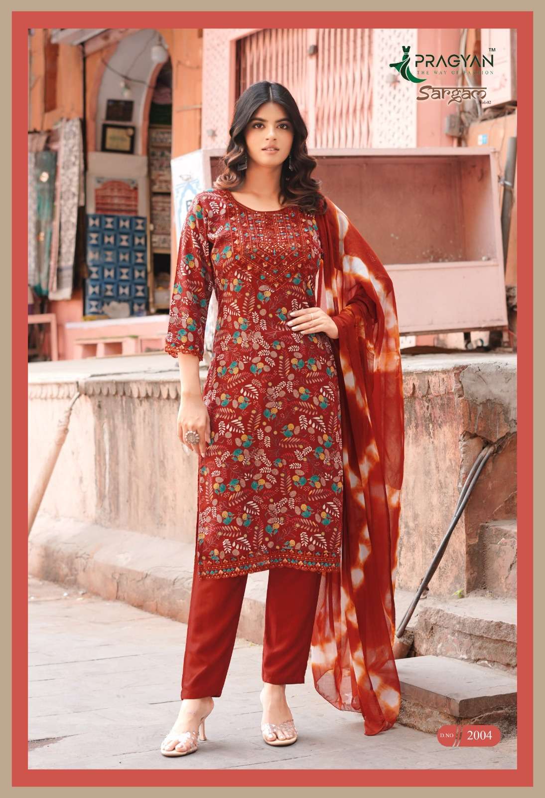 Pragyan Sargam Vol 2 Rayon Printed Kurti Pant Dupatta Set - Amrah Wholesale