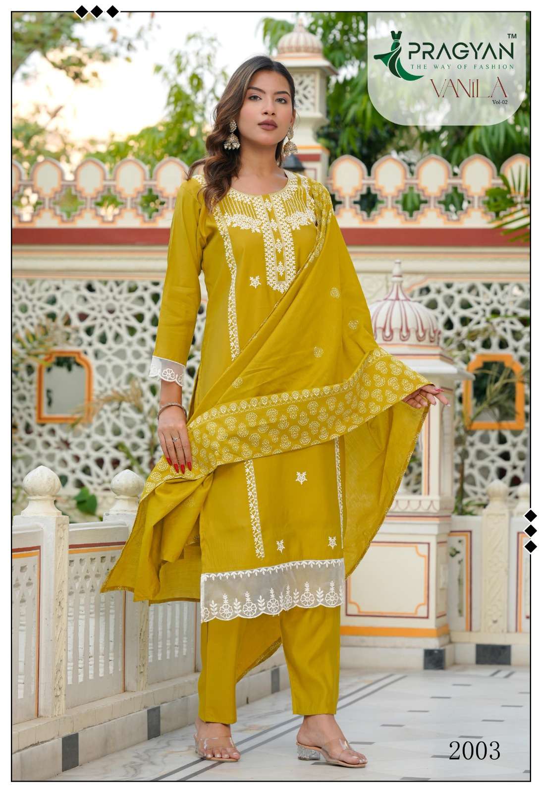 Pragyan Vanila Vol 2 Premium Roman Silk Kurti Pant Dupatta Set