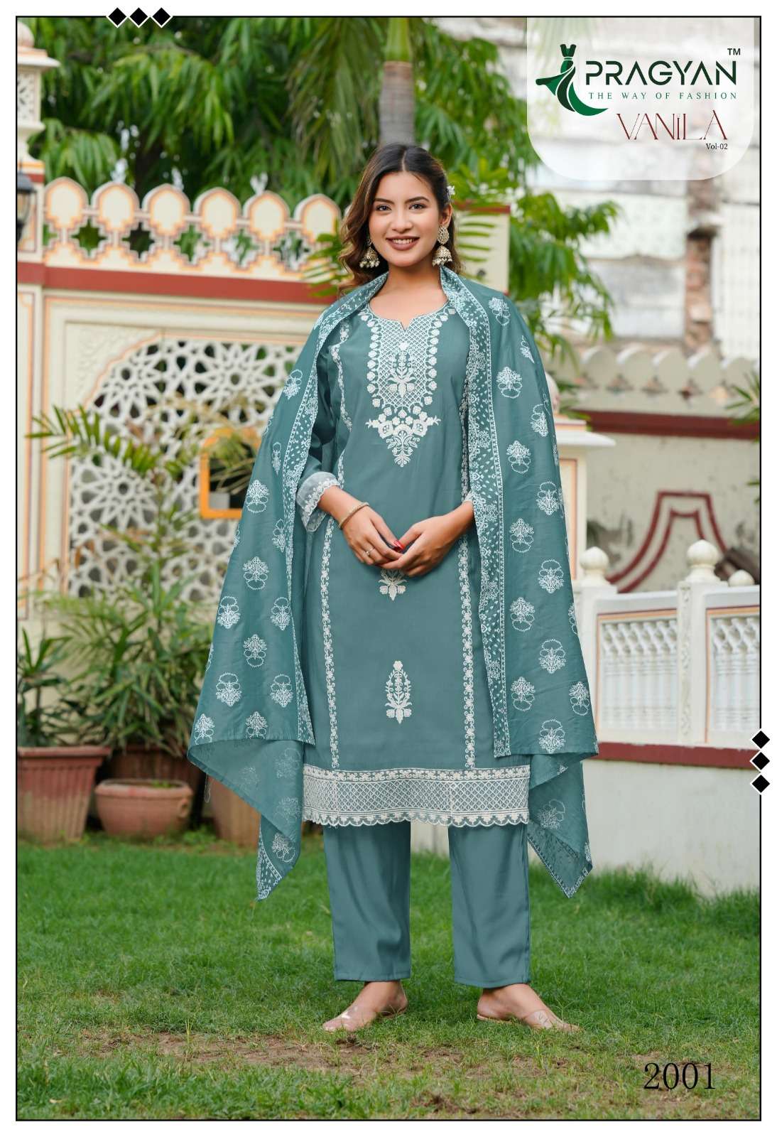 Pragyan Vanila Vol 2 Premium Roman Silk Kurti Pant Dupatta Set