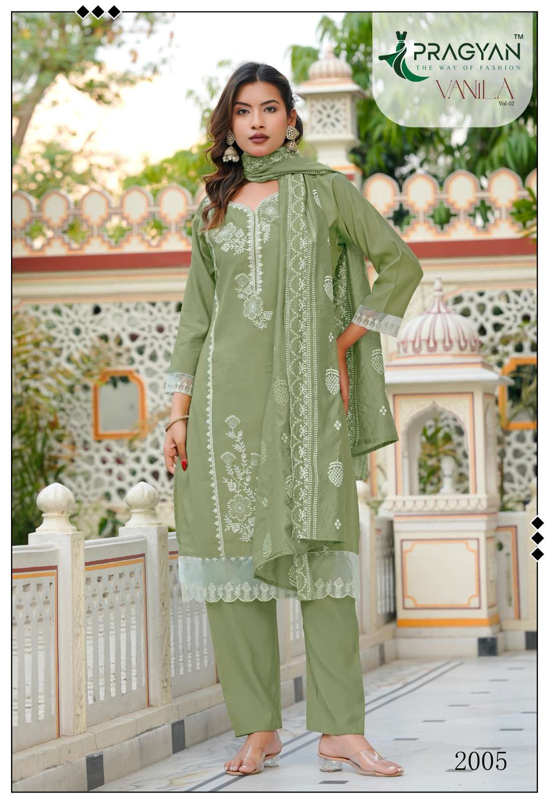 Pragyan Vanila Vol 2 Premium Roman Silk Kurti Pant Dupatta Set