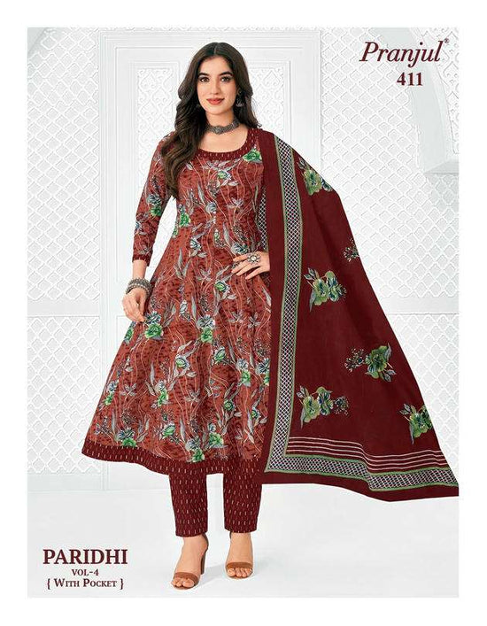 Pranjul Paridhi Vol-4 Cotton Printed Ready To Wear Anarkali Suit Set