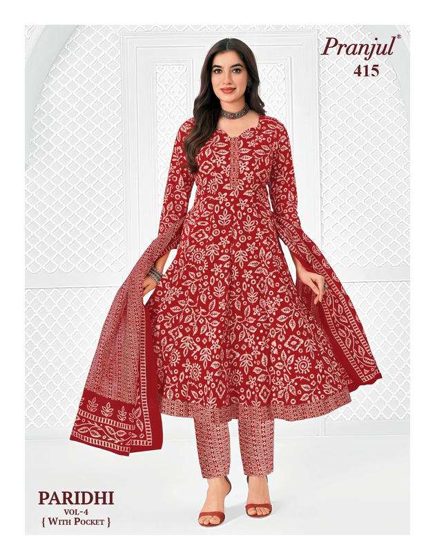 Pranjul Paridhi Vol-4 Cotton Printed Ready To Wear Anarkali Suit Set