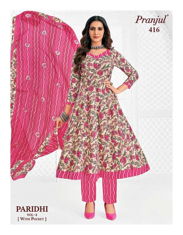 Pranjul Paridhi Vol-4 Cotton Printed Ready To Wear Anarkali Suit Set