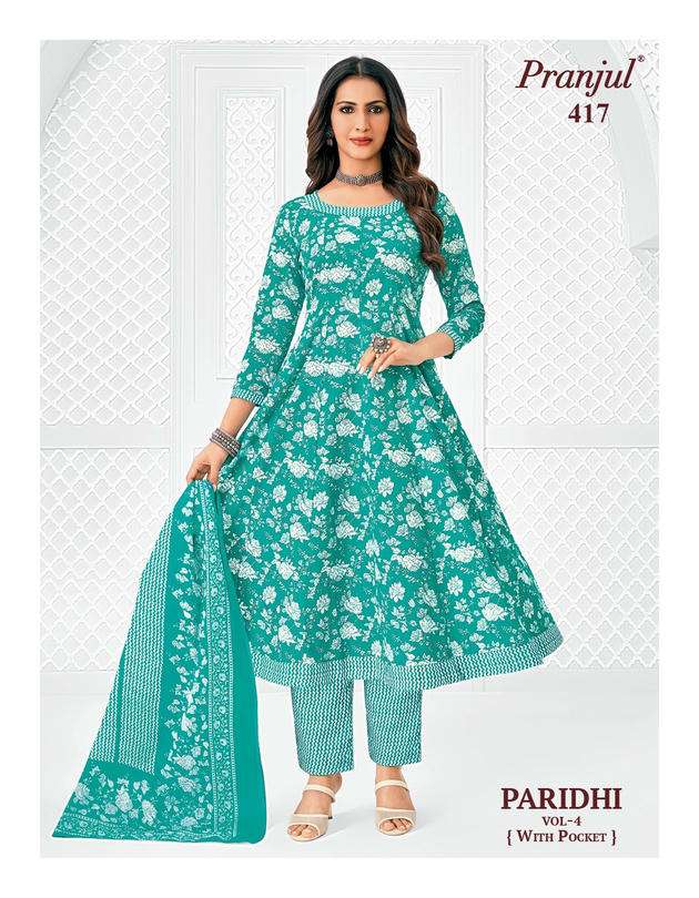 Pranjul Paridhi Vol-4 Cotton Printed Ready To Wear Anarkali Suit Set