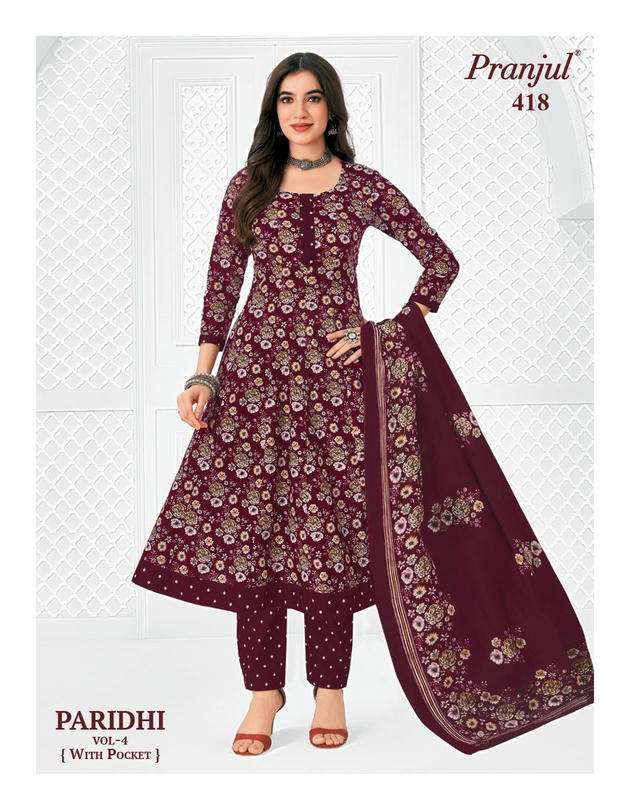 Pranjul Paridhi Vol-4 Cotton Printed Ready To Wear Anarkali Suit Set