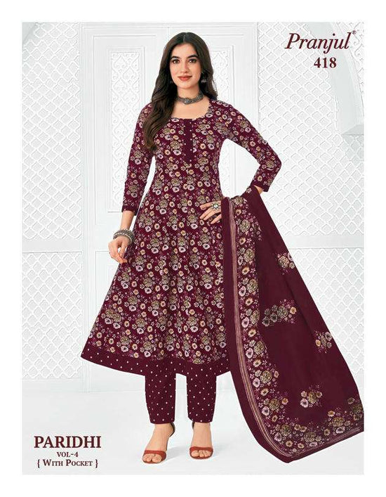 Pranjul Paridhi Vol-4 Cotton Printed Ready To Wear Anarkali Suit Set