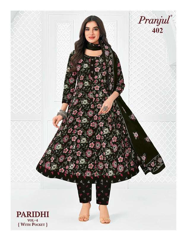 Pranjul Paridhi Vol-4 Cotton Printed Ready To Wear Anarkali Suit Set
