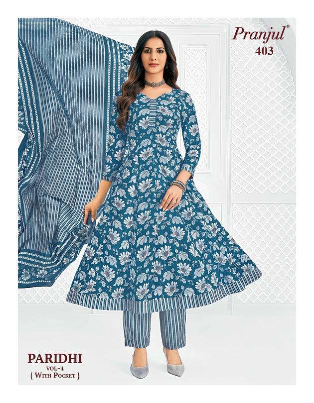 Pranjul Paridhi Vol-4 Cotton Printed Ready To Wear Anarkali Suit Set