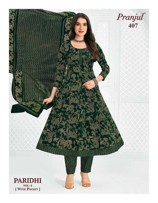 Pranjul Paridhi Vol-4 Cotton Printed Ready To Wear Anarkali Suit Set