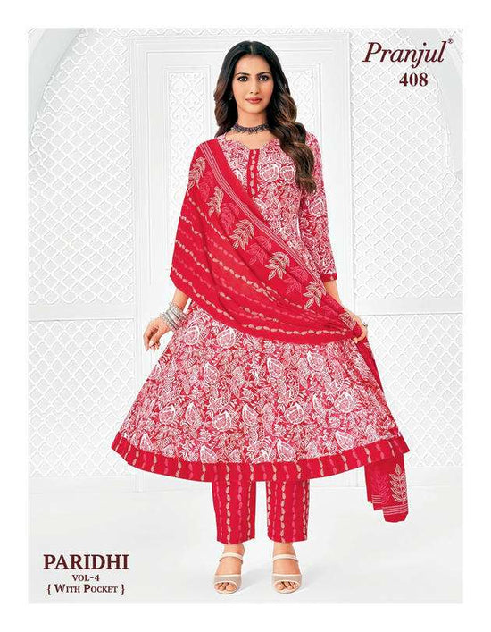 Pranjul Paridhi Vol-4 Cotton Printed Ready To Wear Anarkali Suit Set