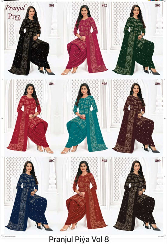 Pranjul Piya Vol 8 Pure Cotton Patiyala Style 3 Piece Suit Set - Amrah Wholesale