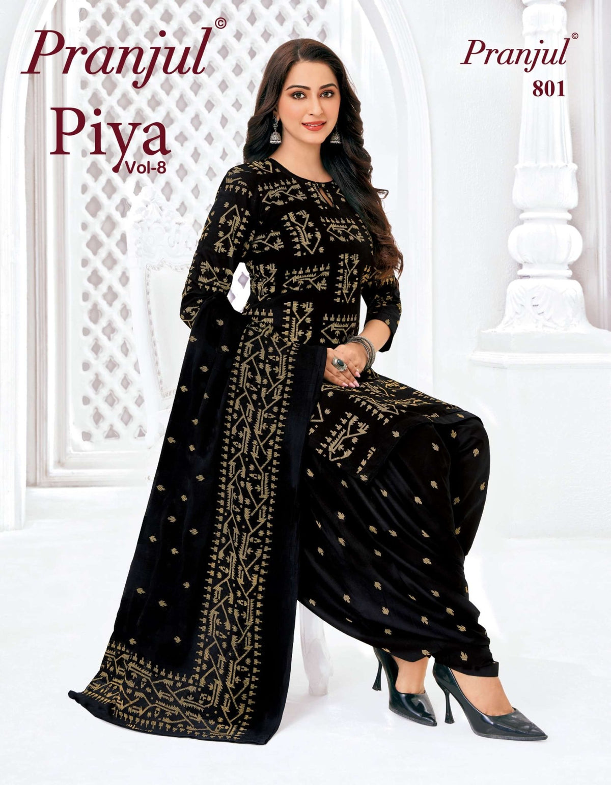 Pranjul Piya Vol 8 Pure Cotton Patiyala Style 3 Piece Suit Set - Amrah Wholesale
